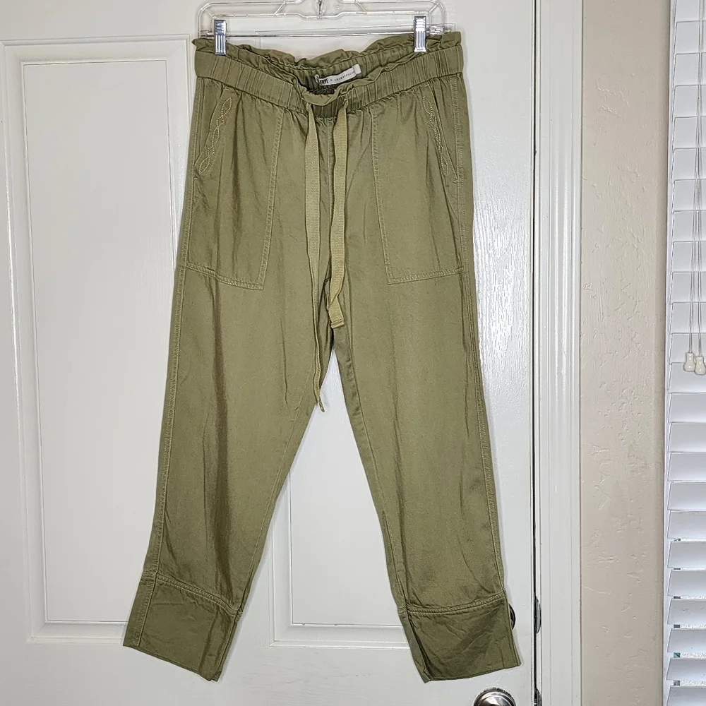 Frye x Anthropologie domi paperbag waisted pants | Green | Size 27